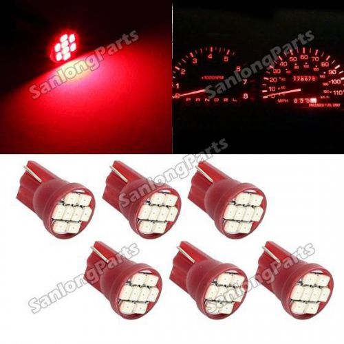 6) t10 led dash instrument panel cluster gauges lamp for chevy corvette red led