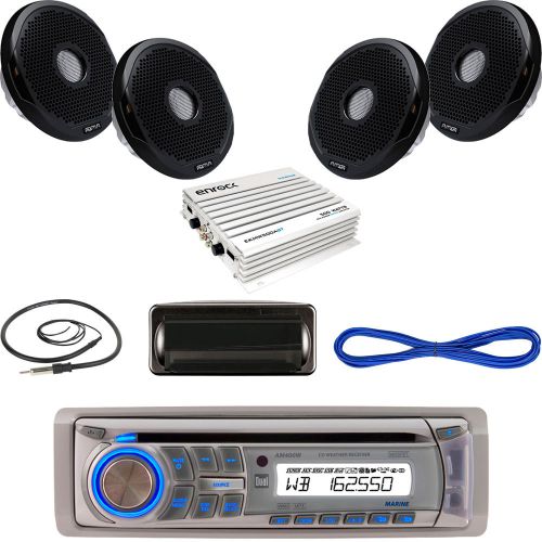 Dual marine usb cd bluetooth radio,antenna,housing,6&#034; speakers &amp; wires, 400w amp