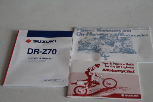 Suzuki owner owners manual book guide 2007 drz70 dr z70  on off road motorcycle