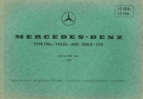 Mercedes-benz 190c 190dc 200 200d 230 illustrated parts catalog