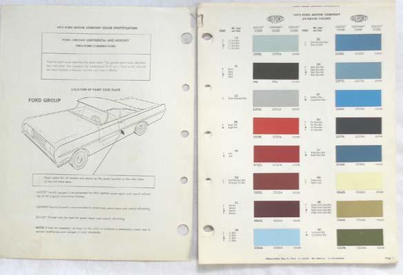 1972 ford lincoln mercury dupont color paint chip book all models original