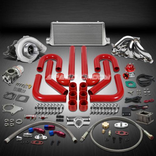 T04 .63ar 400+hp boost 13pc turbo charger+manifold+intercooler kit for 2jzge