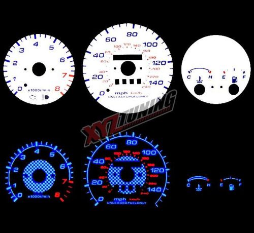 Blue reverse el indiglo glow white gauge dash face for 93-97 mx6 / 626 i4 v6 mt