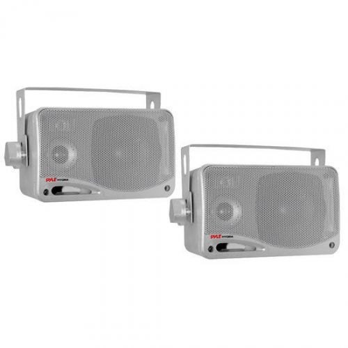 New plmr24s pair 3.5&#039;&#039; 200 watt 3-way boat weather proof mini box speaker system