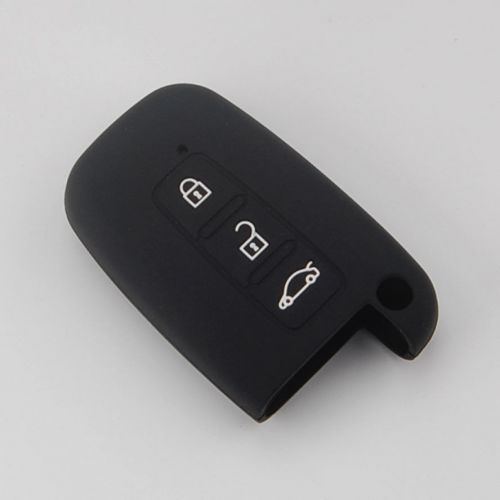 Blk silicone cover case fob for 3 button elantra genesis smart remote key holder