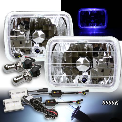 Blue led halo for chevy/gmc! 7x6 h6054 h6052 headlights 55w bi-xenon hid 8000k