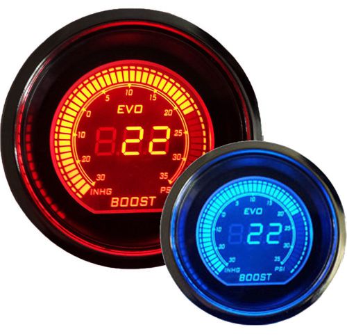 Car 2&#034; 52 digital boost vacuum gauge electric boost evo series red &amp; blue#0