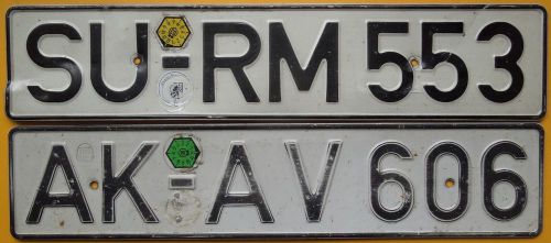 Lot of 2 classic german license plate s volkswagen bus t2a beetle mercedes