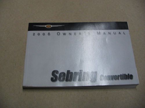 2006 chrysler sebring convertible owners manual