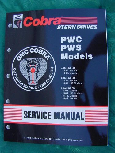 1990 omc cobra stern drive service manual 2.3 3.0 4.3 5.0 5.7 5.8 new # 507878
