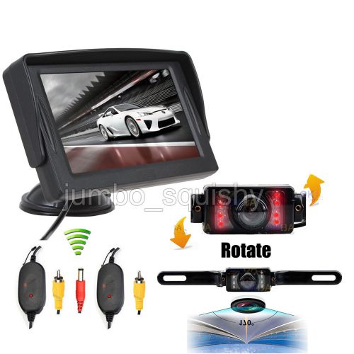 4.3&#034; lcd monitor car wireless backup camera kit rear view parking night vision