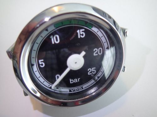 Vdo oil pressure gauge 25 bar chrome german vehicle racing green 19 -21 bar nos