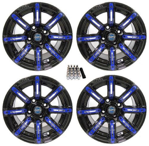 Madjax 14&#034; illusion black/blue golf cart wheels/rims ez-go &amp; club car