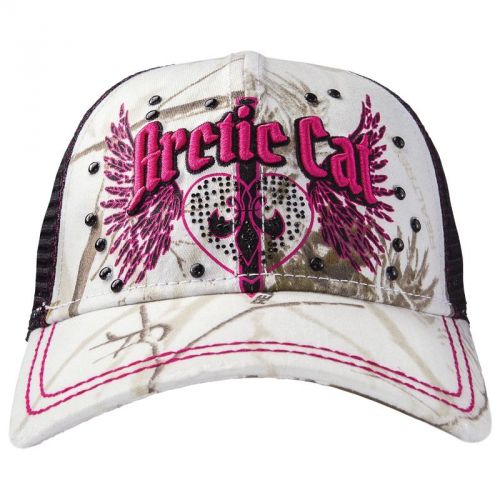 Arctic cat women&#039;s camo mesh rhinestone cap - white &amp; pink black back - 5273-105