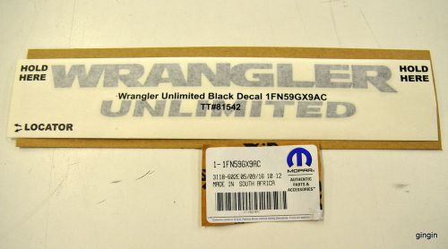 Black jeep wrangler unlimited decal 1fn59gx9ac oem mopar factory jeep emblem