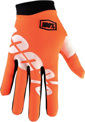 100% motorcycle i-track riding glove 100% cal trans orange m / medium