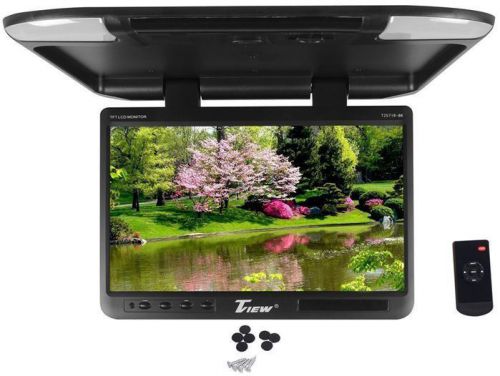 Tview t257ir-bk 25&#034; black flip down wide screen tft car monitor + built in ir