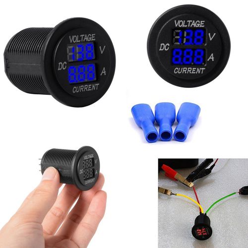 Digital panel blue led car yacht motor voltmeter ammeter gauge meter waterproof