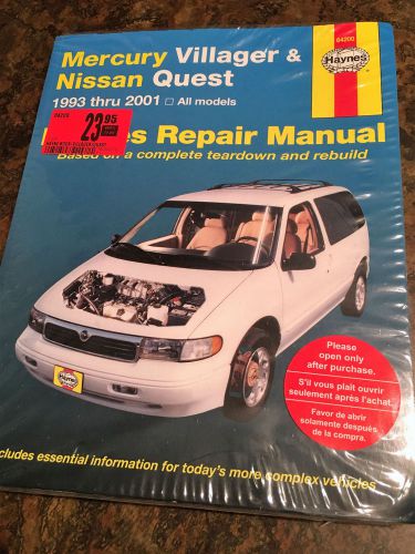 Repair manual, mercury villager-nissan quest, 1993-2001 (all models)