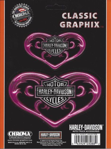 Harley-davidson pink hearts decal set - c3088