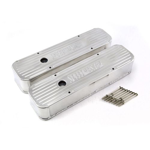 Chevy sbc 350 silver anodized fabricated valve covers - tall w/ hole