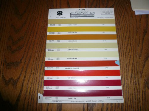 1971 vw volkswagen acme color chip paint samples