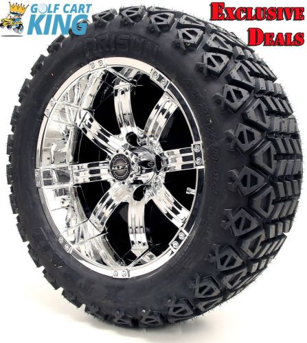 14&#034; madjax octane chrome wheel and 23x10-14 golf cart 4-ply tire combo package