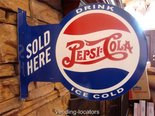 Pepsi cola metal flange signs double sided soda bottle pepsico nickel coin op