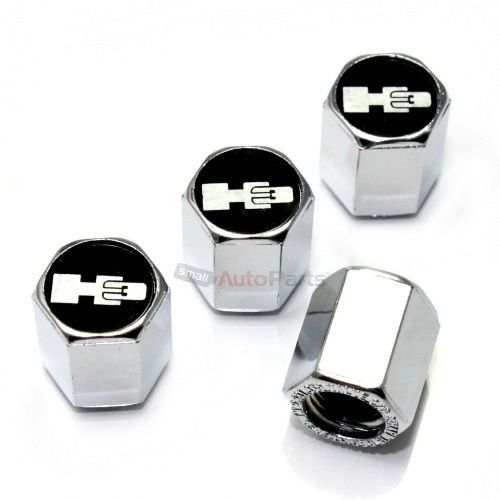 4 hummer h3 black logo chrome abs tire/wheel pressure air stem valve caps covers