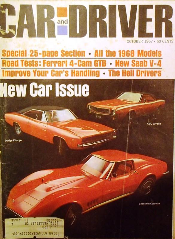 Oct 1967 car and driver ferrari 275/gtb-4 saab v-4 1935 squire 1968 corvette