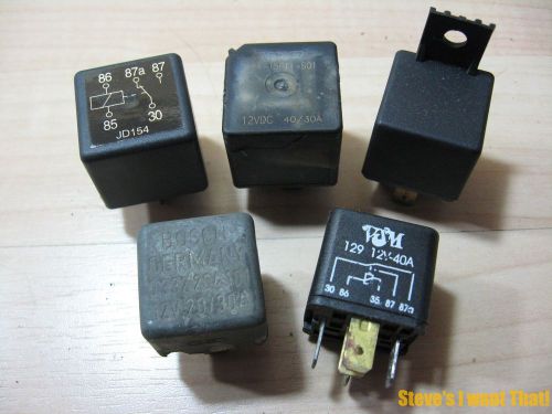 Lot of (5) used automotive relays 12v 5-prong various manufacturers #r21ce