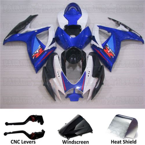 Free levers! blue white injection fairing fit for 06-07 suzuki gsxr 600/750 p09