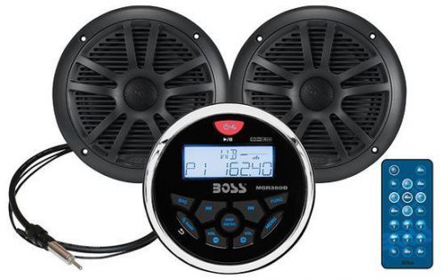 Boss mckgb350b.6 marine gauge mount radio w/ 2 180w 6.5&#034; marine speakers