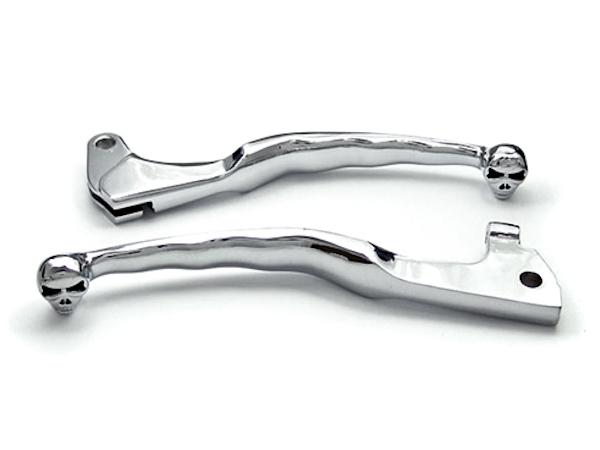 Chrome clutch + brake skull hand levers for 1987-1999 yamaha virago 535 / xv535