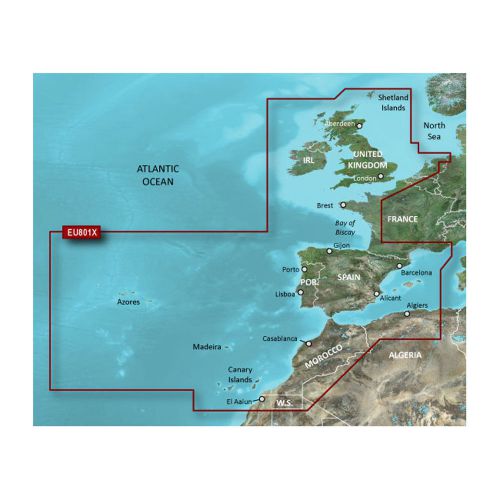 New garmin bluechart&amp;reg; g2 - heu801x - europe-n/w atlantic-iberian peninsula -