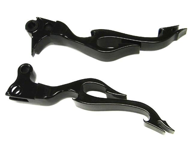 Black flame clutch brake levers for harley sportster xl softail dyna wide glide