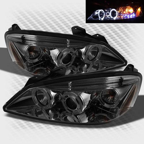 Smoked 05-09 pontiac g6 twin halo led projector headlights smoke head lights set