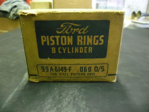 Nos oem 1939-1941 ford piston rings 99a-6149-h2 v8 100 hp 3 ring steel .060