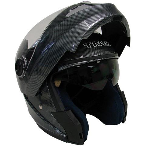 Flip up modular full face motorcycle dual shield smoke visor helmet carbon ~m