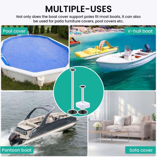 Boat cover support poles stand system, adjustable telescopic boat cover suppo...