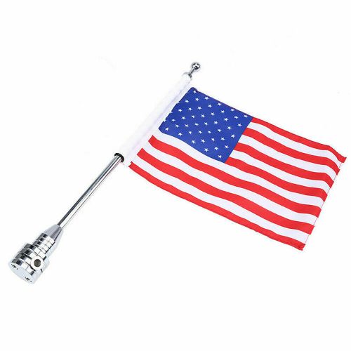 Motorcyde chrome universal american usa flag pole luggage rack mount forharley