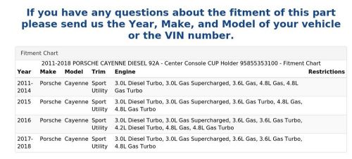 2011-2018 porsche cayenne diesel 92a - center console cup holder 95855353100