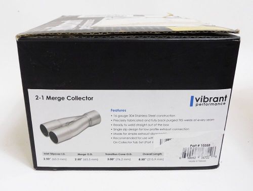 New-vibrant performance 10358 2-1 s.s. merge collector 2.5&#034; inlet id 3&#034; outlet