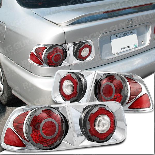 96-00 honda civic coupe red chrome tail lights turn signal rear lamps ex lx si