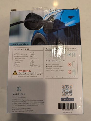 Lecteon vortex tesla supercharger to ccs1 adapter