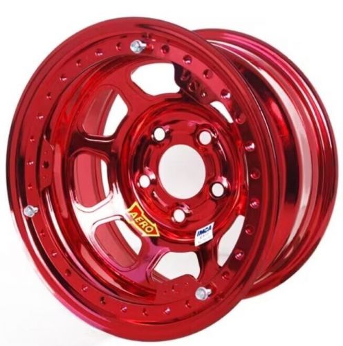 Aero race wheels 53-985040red 15x8 red chrome beadlock 5x5&#034; pattern 4&#034; offset