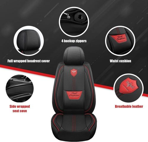 Lingvido leather car seat covers, breathable 5 sets full seat, red_line