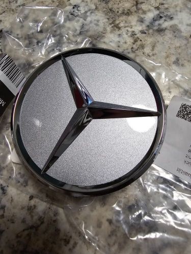 (4) genuine wheel center hub caps star silver chrome cover mercedes b66470202