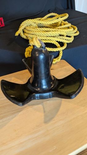 16 lb black vinyl coated marine river anchor  w/40 ft rope