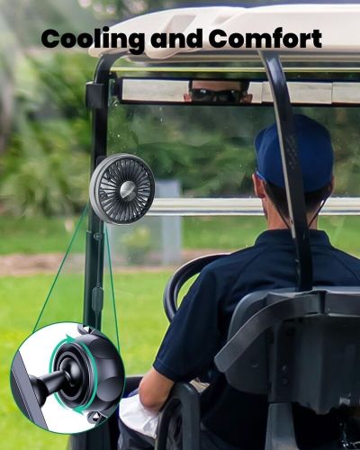 Icarmount portable golf cart fan usb powered cooling fan for ezgo/yamaha/club...